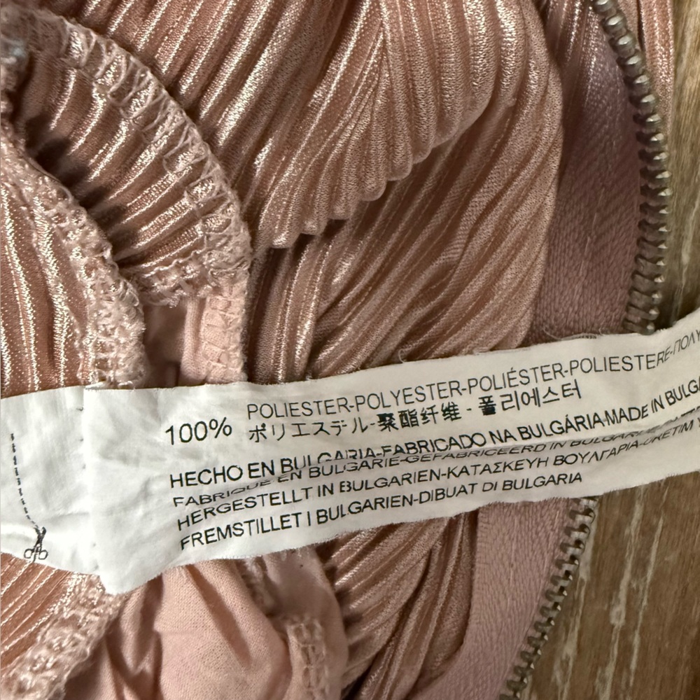 Zara Basic Satin Pleated Bomber Jacket Women’s Small Blush Pink Tracksuit Y2K - Picture 7 of 9